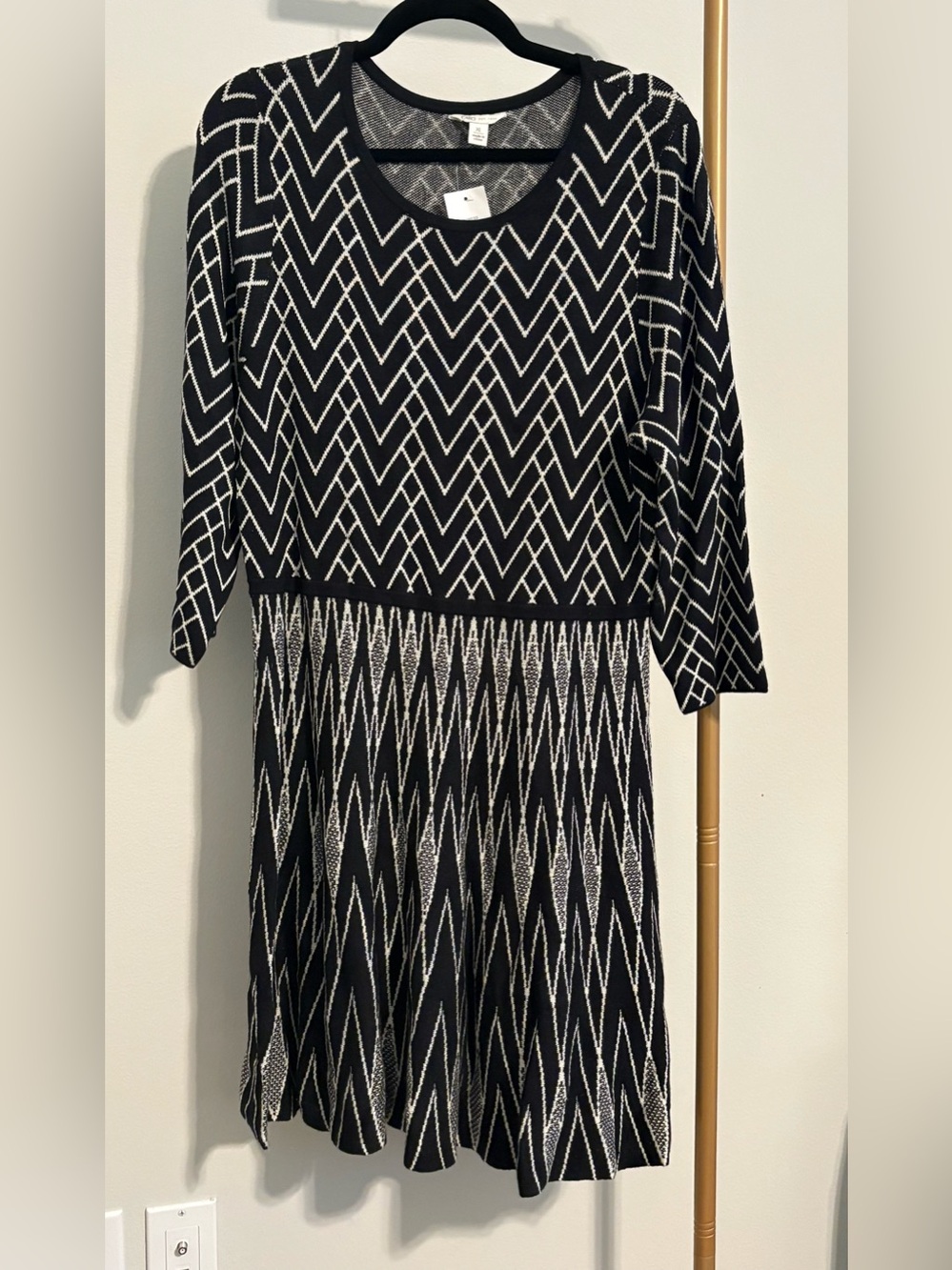 NWT • Cato Black & White Geometric Knit Sweater Dress • Size XL